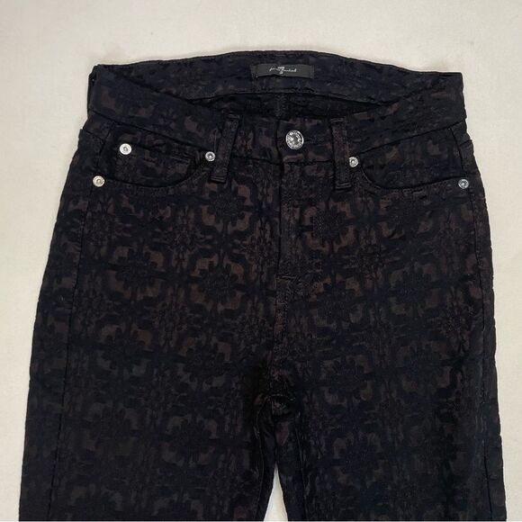 7 For All Mankind All Over Print Skinny Pants Women Size 24 Black - Picture 2 of 10